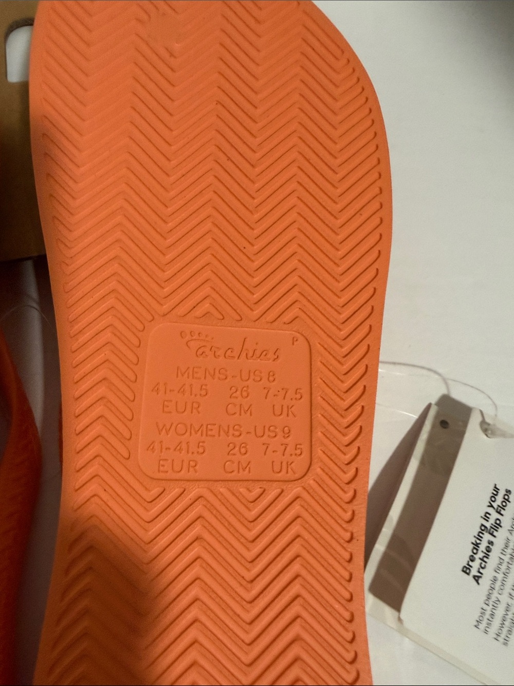 Archie’s Flip Flops - Coral Orange US Women’s Size 9 - Picture 5 of 5